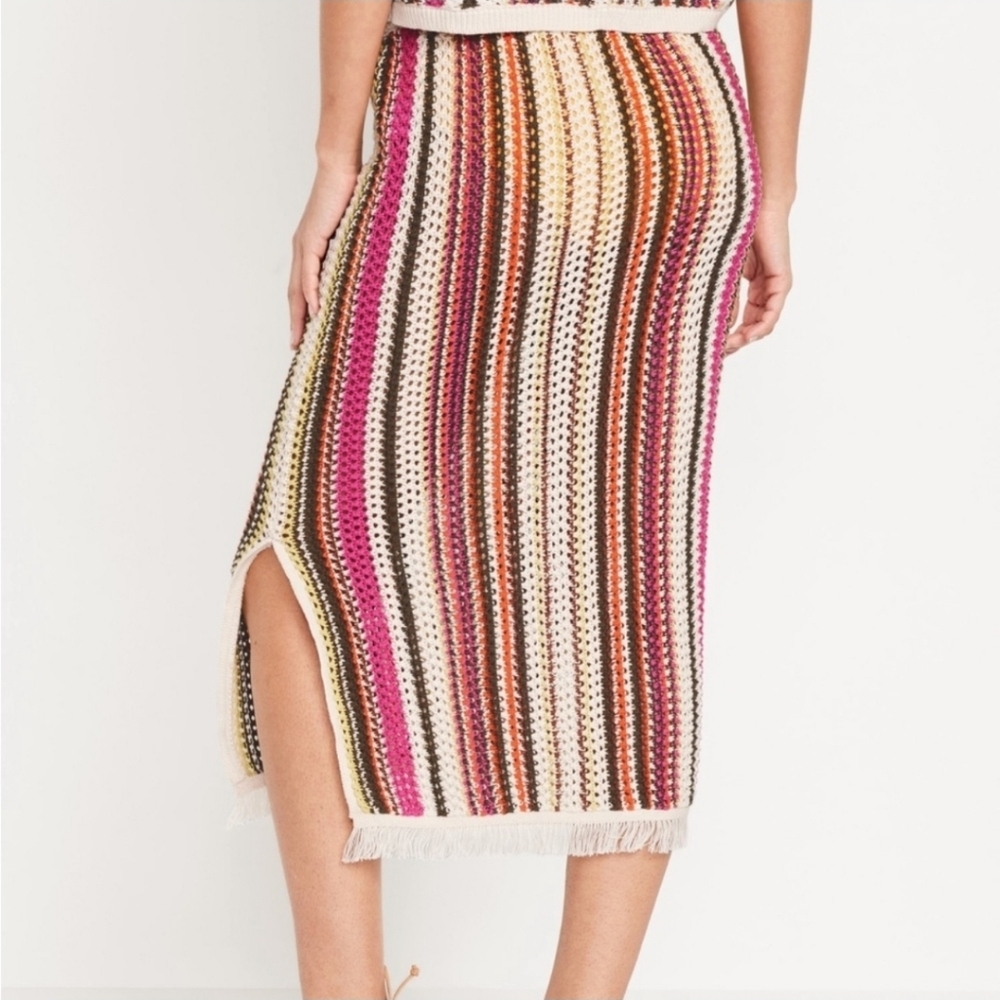 Striped Multicolor Knit Top & Skirt - Picture 2 of 3